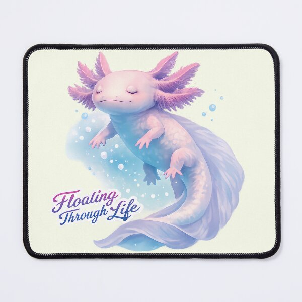 Item preview, Floating Through Life Axolotl, Dreamy LoFi Axolotl Art, Cute Aquatic Relaxed Salamander designed and sold by aquaterralife.