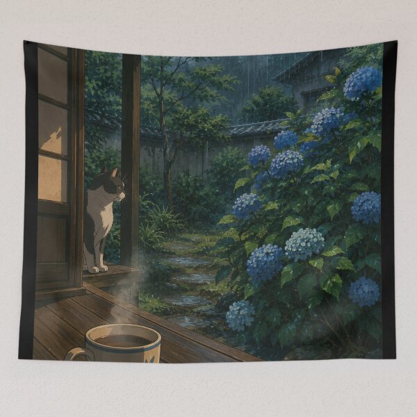 Item preview, The Rainy Veranda - Anime Nostalgia Art designed and sold by bapupa.