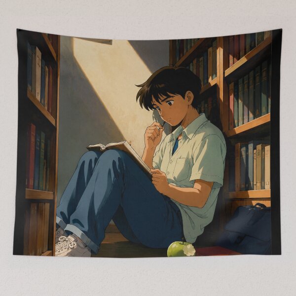 Item preview, Rincón tranquilo de la biblioteca - Anime relajante designed and sold by bapupa.