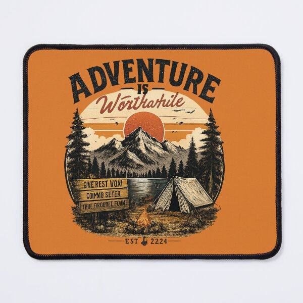 Item preview, Vintage Adventure Camping Mountain Wilderness Sunset Art designed and sold by Scorpion Creative.