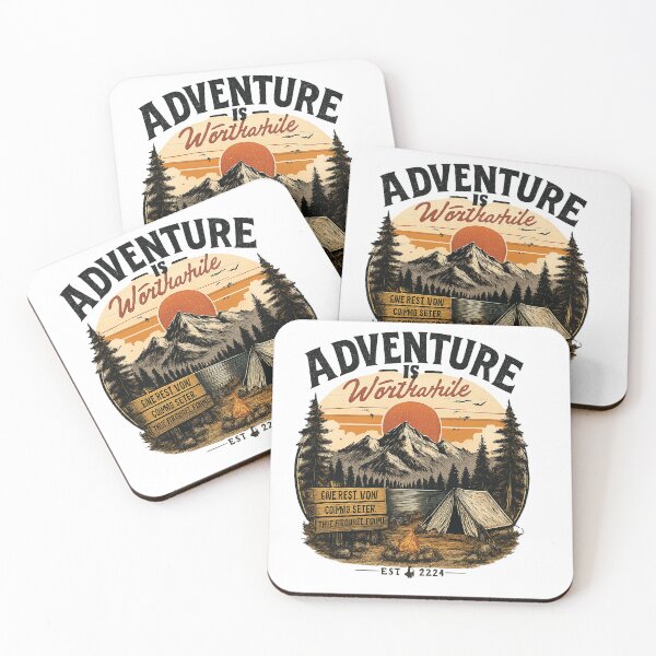 Item preview, Vintage Adventure Camping Mountain Wilderness Sunset Art designed and sold by Scorpion Creative.