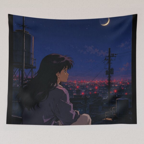 Item preview, Midnight Rooftop - Classic Anime Aesthetic designed and sold by bapupa.