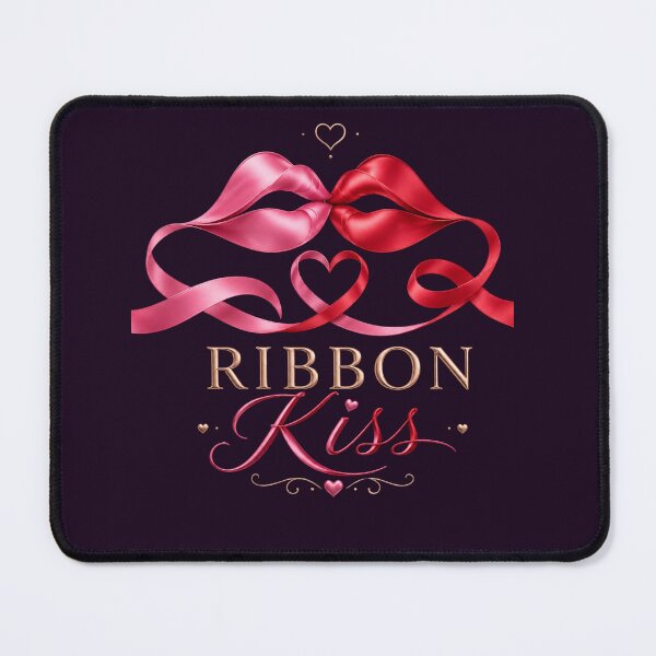 Item preview, Ribbon Kiss – Flowing Ribbon Forming Two Lips, Romantic Intimacy Illustration for Couples designed and sold by JagrDesigns.