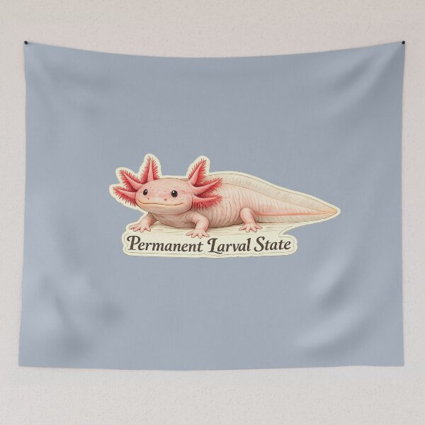 Item preview, Permanent Larval State Axolotl Sticker – Scientific Meme Axolotl Illustration - Funny Neoteny Salamander Design - Cottagecore Nerd Gift designed and sold by aquaterralife.