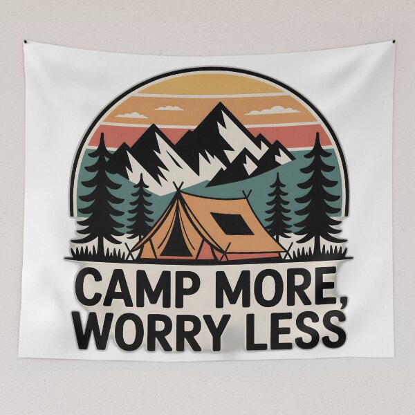 Item preview, Camp More Worry Less Vintage Camping designed and sold by SVARCreations.