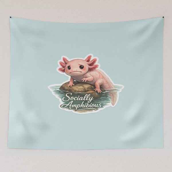 Item preview, Socially Amphibious - Relatable Introvert Meme Axolotl - Cute Indie Aquarium Animal designed and sold by aquaterralife.