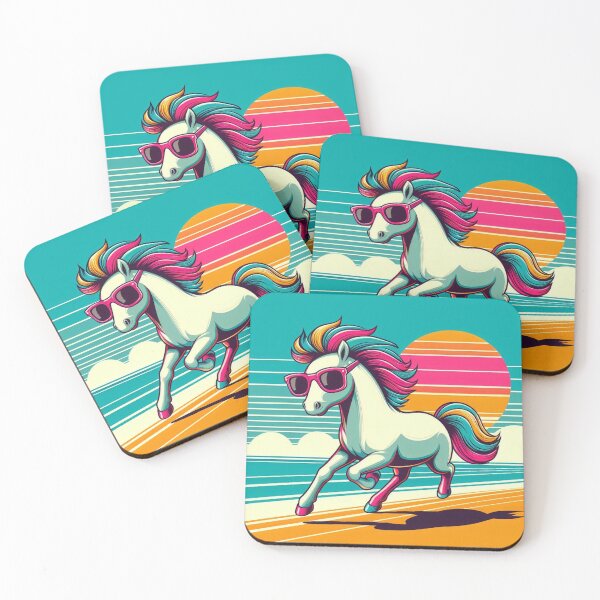 Item preview, Rainbow Horse – Retro Sunset Funny Animal Design designed and sold by Dogandesighn.