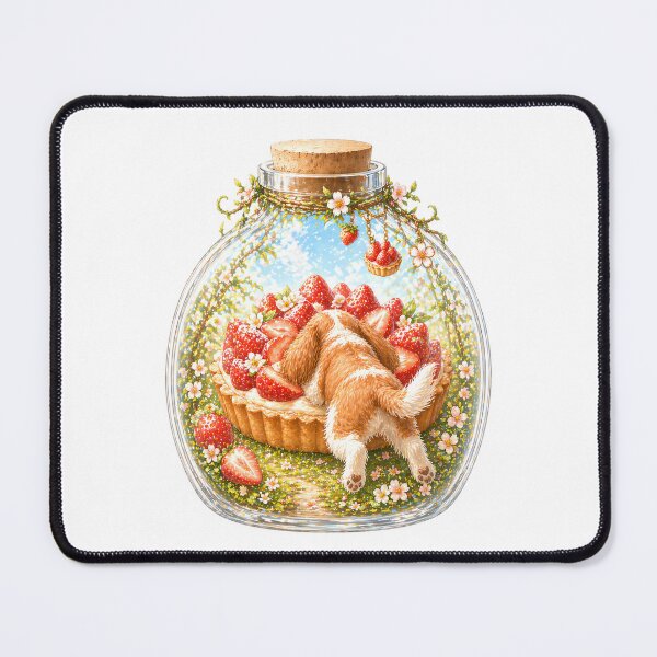Item preview, Cavalier King Charles Spaniel Strawberry Tart Sticker – Sweet Dessert Puppy Art designed and sold by SakuraWaStyle.