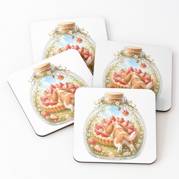 Item preview, Cavalier King Charles Spaniel Strawberry Tart Sticker – Sweet Dessert Puppy Art designed and sold by SakuraWaStyle.