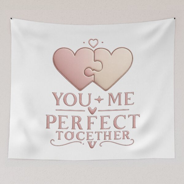 Item preview, You + Me – Perfect Together Puzzle Heart Design, Romantic Love Illustration for Couples designed and sold by JagrDesigns.