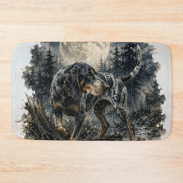 Item preview, Bluetick Coonhound Moonlight Hunter Watercolor Art Print designed and sold by TammyHunterArt.