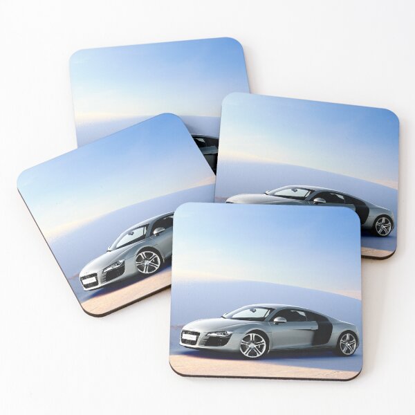 Item preview, Audi R8 4.2 Coupe Silver Supercar in White Desert designed and sold by 1001T-Shirt.