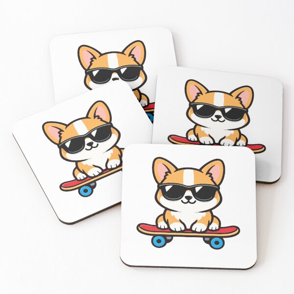 Item preview, Cool Corgi on Skateboard Wearing Sunglasses Cute Dog Cartoon designed and sold by Owcomm.
