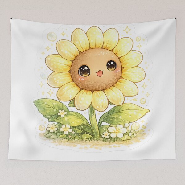 Artikelvorschau, Lächelnde Sonnenblume – Niedlicher Kawaii-Naturaufkleber entworfen und verkauft von SaphireArt.