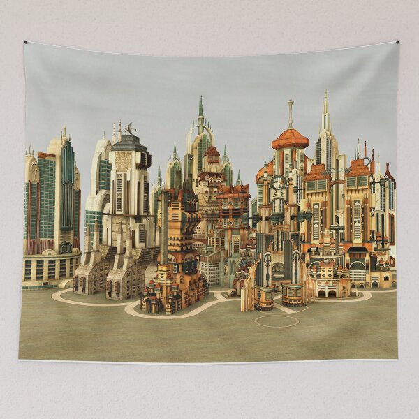 Item preview, Futuristic Fantasy City Sci Fi Skyline Art designed and sold by Vac1.