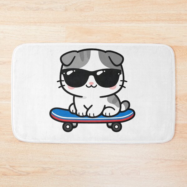 Item preview, Cool Skateboarding Cat with Sunglasses Cute Kawaii Scottish Fold Kitten designed and sold by Owcomm.