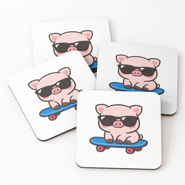 Item preview, Cool Pig on Skateboard Cute Kawaii Animal with Sunglasses designed and sold by Owcomm.