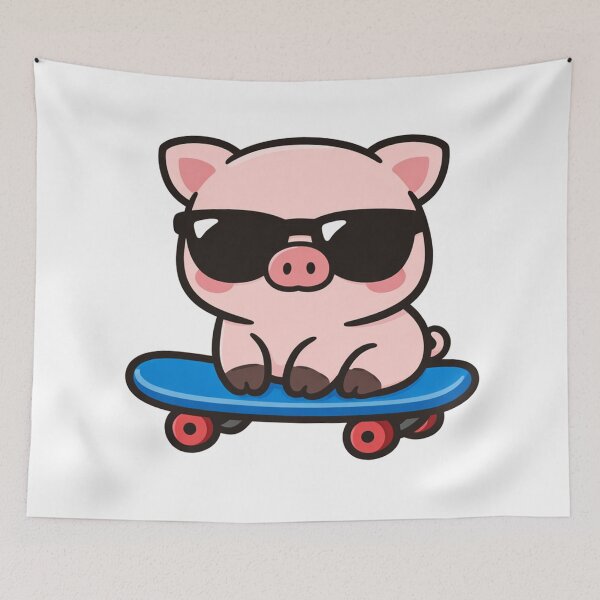 Item preview, Cool Pig on Skateboard Cute Kawaii Animal with Sunglasses designed and sold by Owcomm.