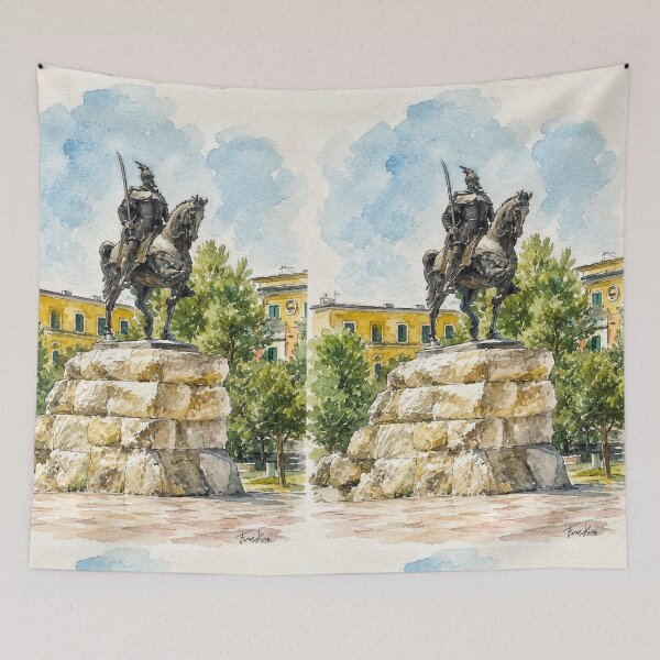 Item preview, Tiranë Albania Skenderbe |Watercolour Art designed and sold by FarieArt.