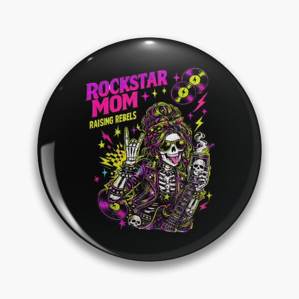 Item preview, Rockstar Mom Raising Rebels Skeleton Rock Guitar Vintage T-Shirt Design designed and sold by Teetreasure2.