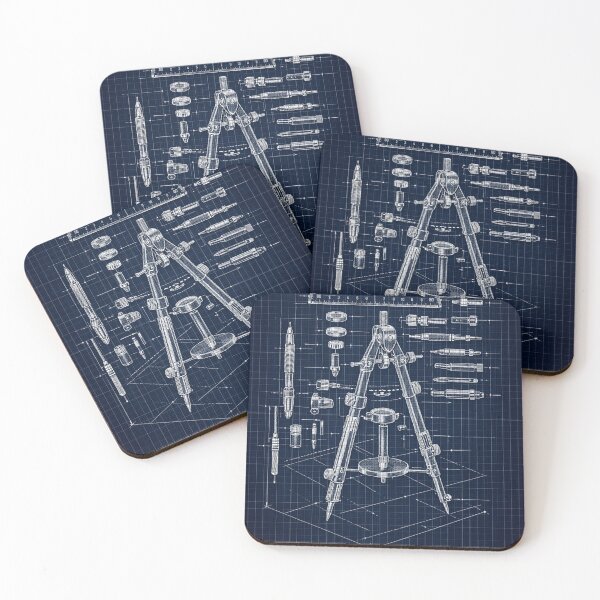 Item preview,  Architect Drafting Tools Blueprint - Engineering Schematic Art designed and sold by The Blueprint Archive.