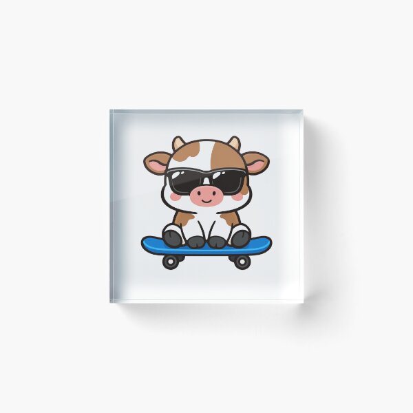 Item preview, Cool Skateboarding Cow With Sunglasses Cute Cartoon Animal designed and sold by Owcomm.