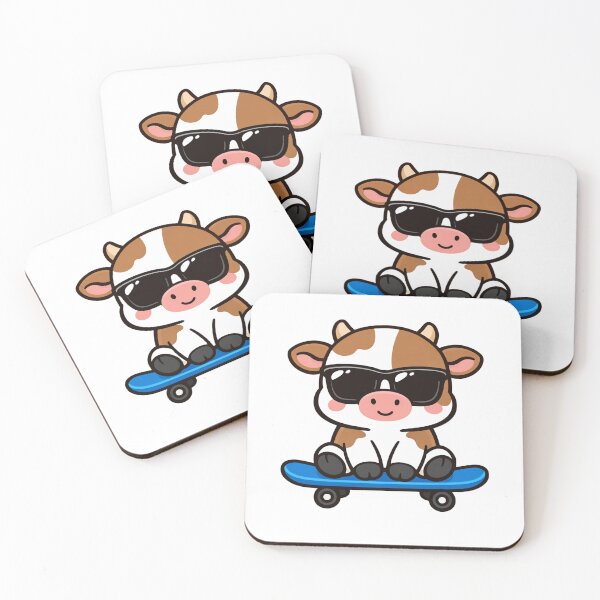 Item preview, Cool Skateboarding Cow With Sunglasses Cute Cartoon Animal designed and sold by Owcomm.