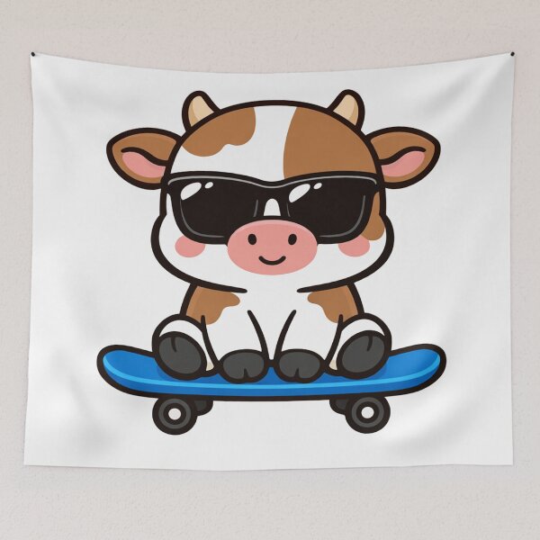 Item preview, Cool Skateboarding Cow With Sunglasses Cute Cartoon Animal designed and sold by Owcomm.