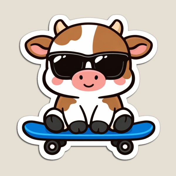 Item preview, Vaca patinadora genial con gafas de sol, lindo animal de dibujos animados designed and sold by Owcomm.