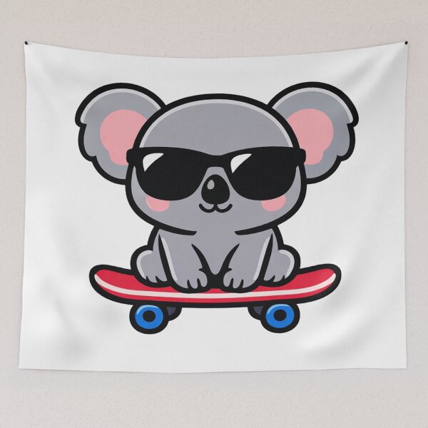 Item preview, Cool Koala on Skateboard Wearing Sunglasses Cute Animal Cartoon designed and sold by Owcomm.
