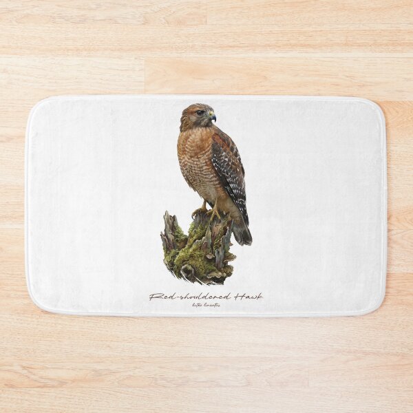 Item preview, Red-shouldered Hawk on Mossy Stump designed and sold by Takeda-art.