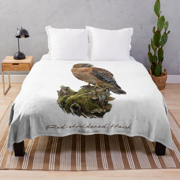 Item preview, Red-shouldered Hawk on Mossy Stump designed and sold by Takeda-art.