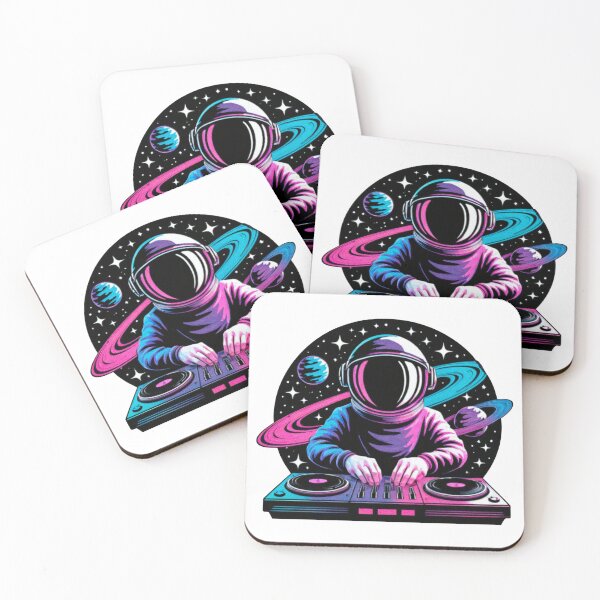 Item preview, Lunar Neon Mixmaster – Futuristic EDM Astronaut Art designed and sold by Johnny Holiday.