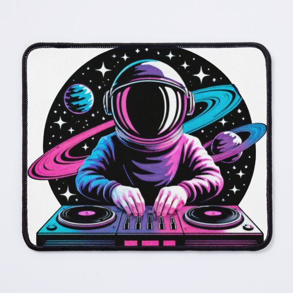 Item preview, Lunar Neon Mixmaster – Futuristic EDM Astronaut Art designed and sold by Johnny Holiday.