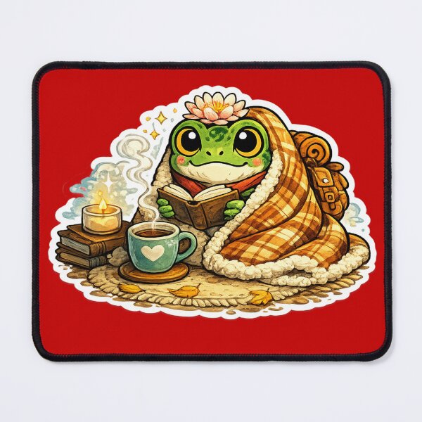Item preview, Cozy Reading Frog – Blanket, Book, Lily & Tea Mug Cute Cartoon Aesthetic designed and sold by ArtsyExplorer.