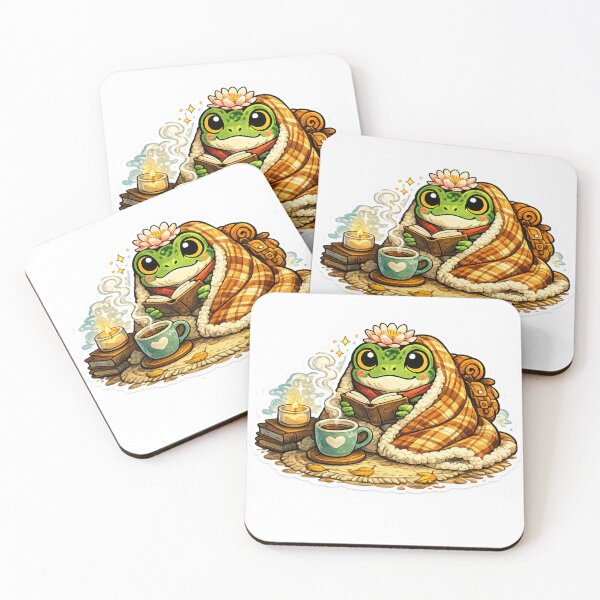 Item preview, Cozy Reading Frog – Blanket, Book, Lily & Tea Mug Cute Cartoon Aesthetic designed and sold by ArtsyExplorer.