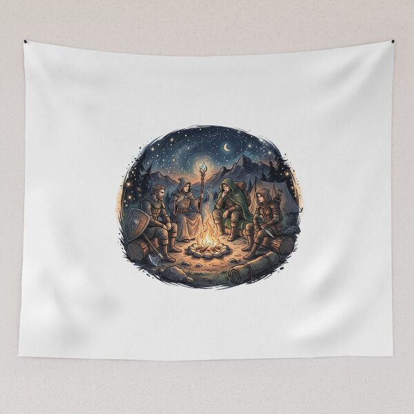 Item preview, RPG Adventuring Party Campfire Fantasy Scene designed and sold by Fenay Designs.