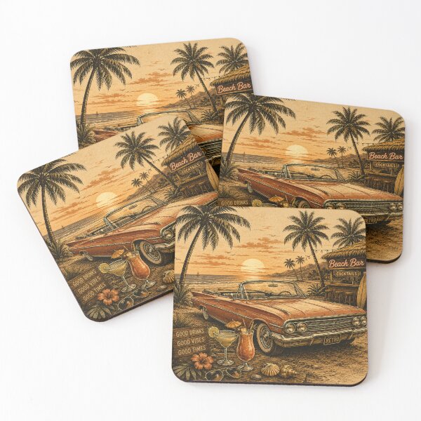 Item preview, Retro Beach Convertible Good Vibes Road Trip designed and sold by BeaVibes.