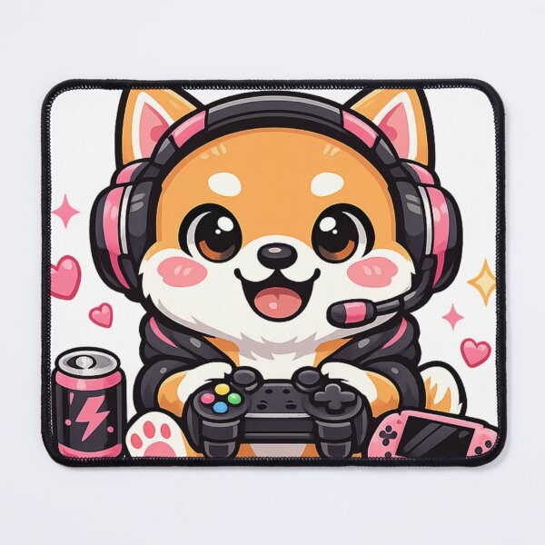Item preview, Kawaii Gamer Shiba Inu Dog With Headset designed and sold by neonvael.