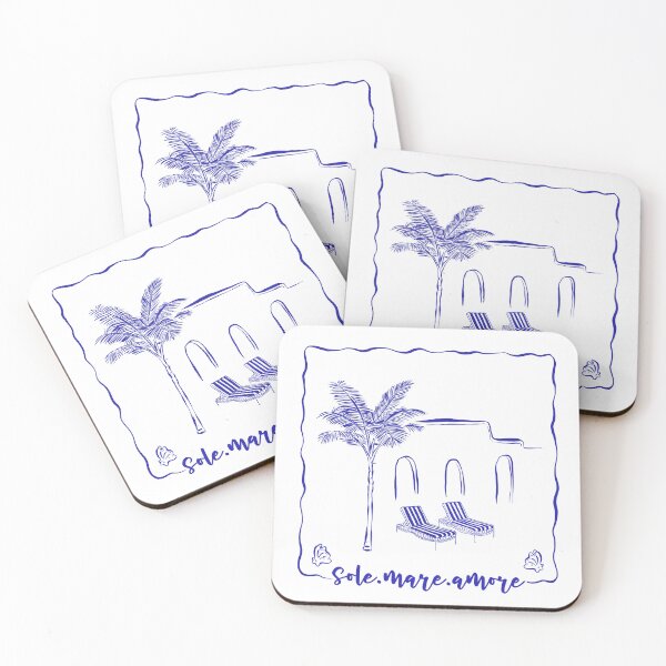 Item preview, Sole Mare Amore Italian Summer Coastal Blue Line Art designed and sold by art-injoy.