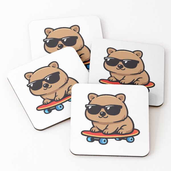 Item preview, Cool Wombat on Skateboard Cartoon Illustration designed and sold by Owcomm.