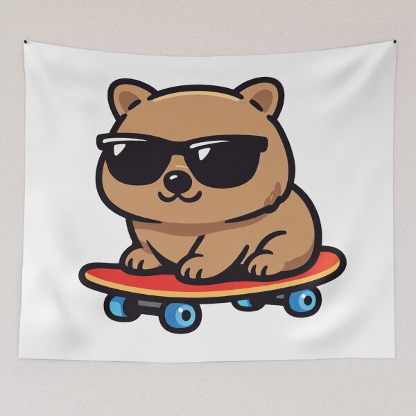 Item preview, Cool Wombat on Skateboard Cartoon Illustration designed and sold by Owcomm.