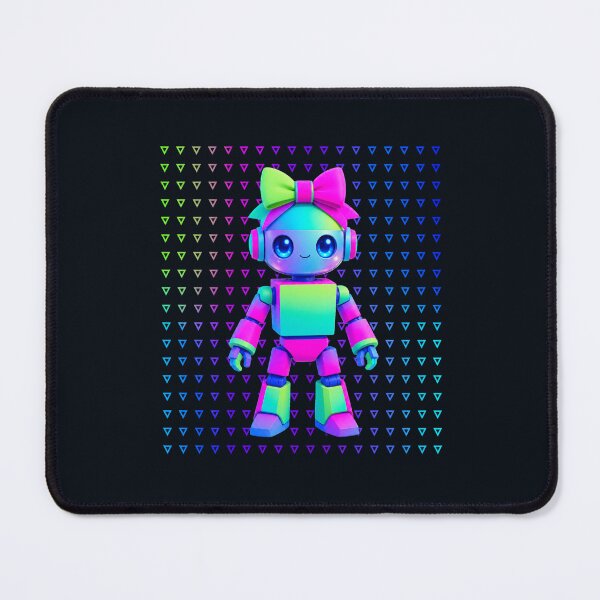 Item preview, Cute Neon Robot Girl – Kawaii Cyberpunk Bot with Bow designed and sold by Aimetoi.