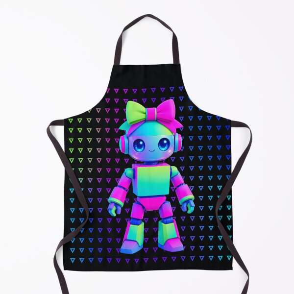 Item preview, Cute Neon Robot Girl – Kawaii Cyberpunk Bot with Bow designed and sold by Aimetoi.