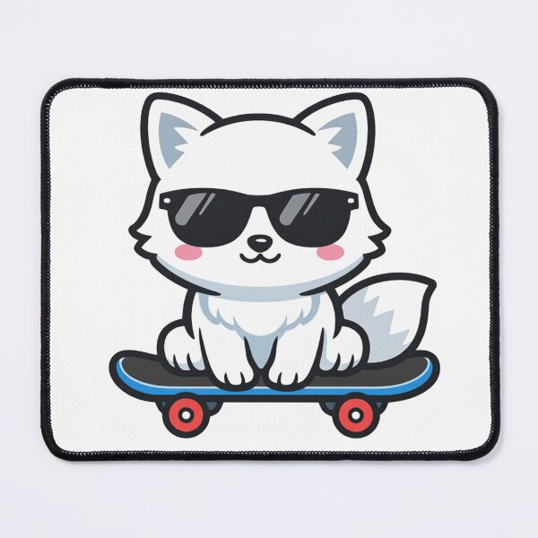 Item preview, Cool White Fox on Skateboard Kawaii Cartoon Animal designed and sold by Owcomm.