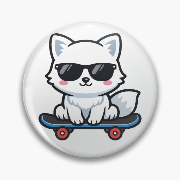 Item preview, Cool White Fox on Skateboard Kawaii Cartoon Animal designed and sold by Owcomm.