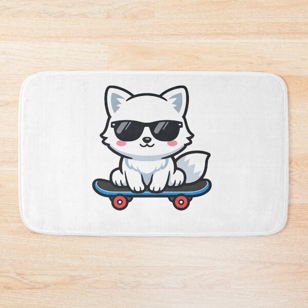 Item preview, Cool White Fox on Skateboard Kawaii Cartoon Animal designed and sold by Owcomm.