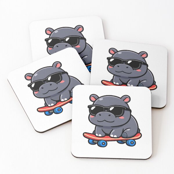 Item preview, Cool Hippo Skateboarding With Sunglasses Cartoon designed and sold by Owcomm.