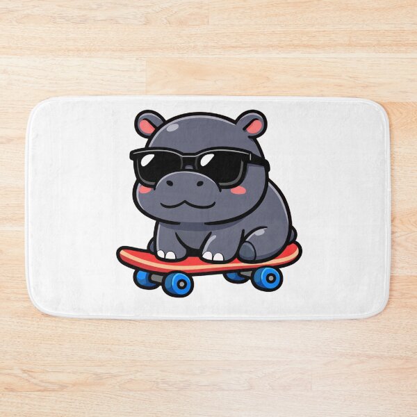Item preview, Cool Hippo Skateboarding With Sunglasses Cartoon designed and sold by Owcomm.