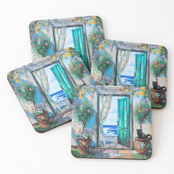 Item preview, Seaside  View  With Black Cat  designed and sold by FlowerSeller1.